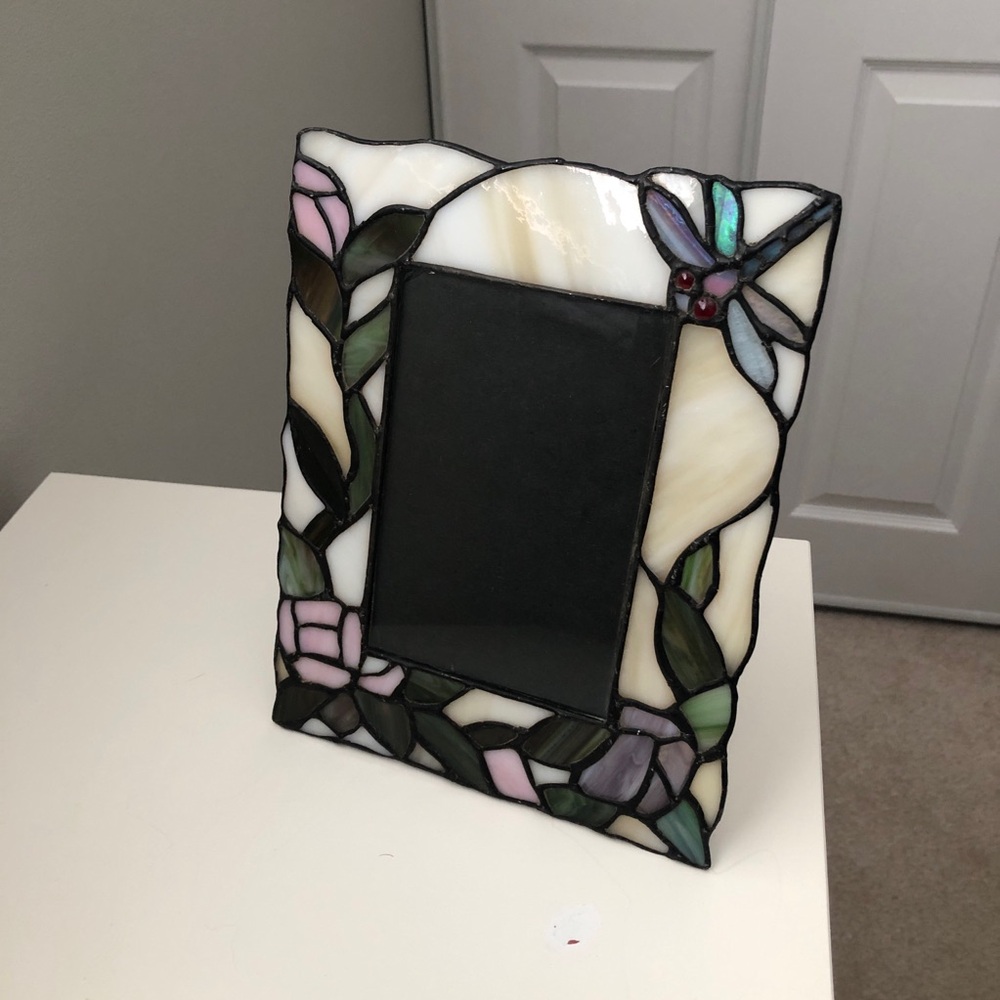 Stained Glass Photo Frame with Floral Design